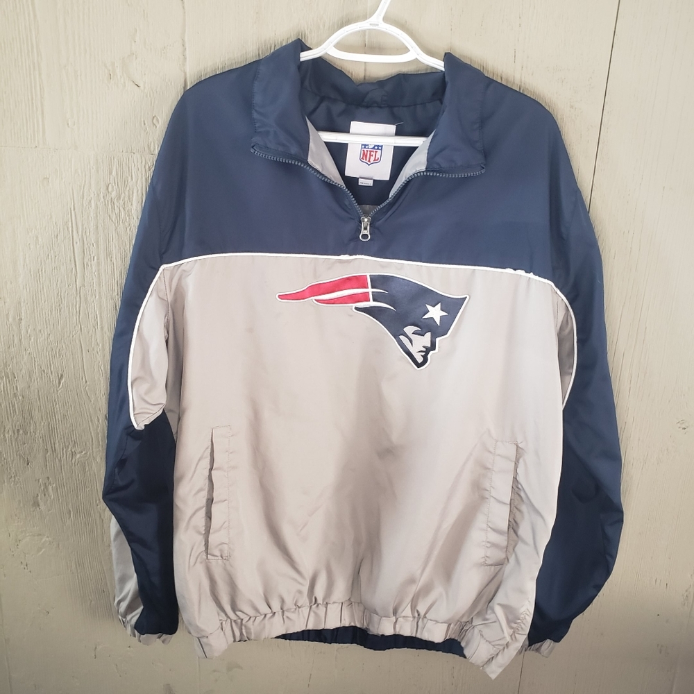 NFL New England Patriots Pullover Quarter Zip Windbreaker Size L Large